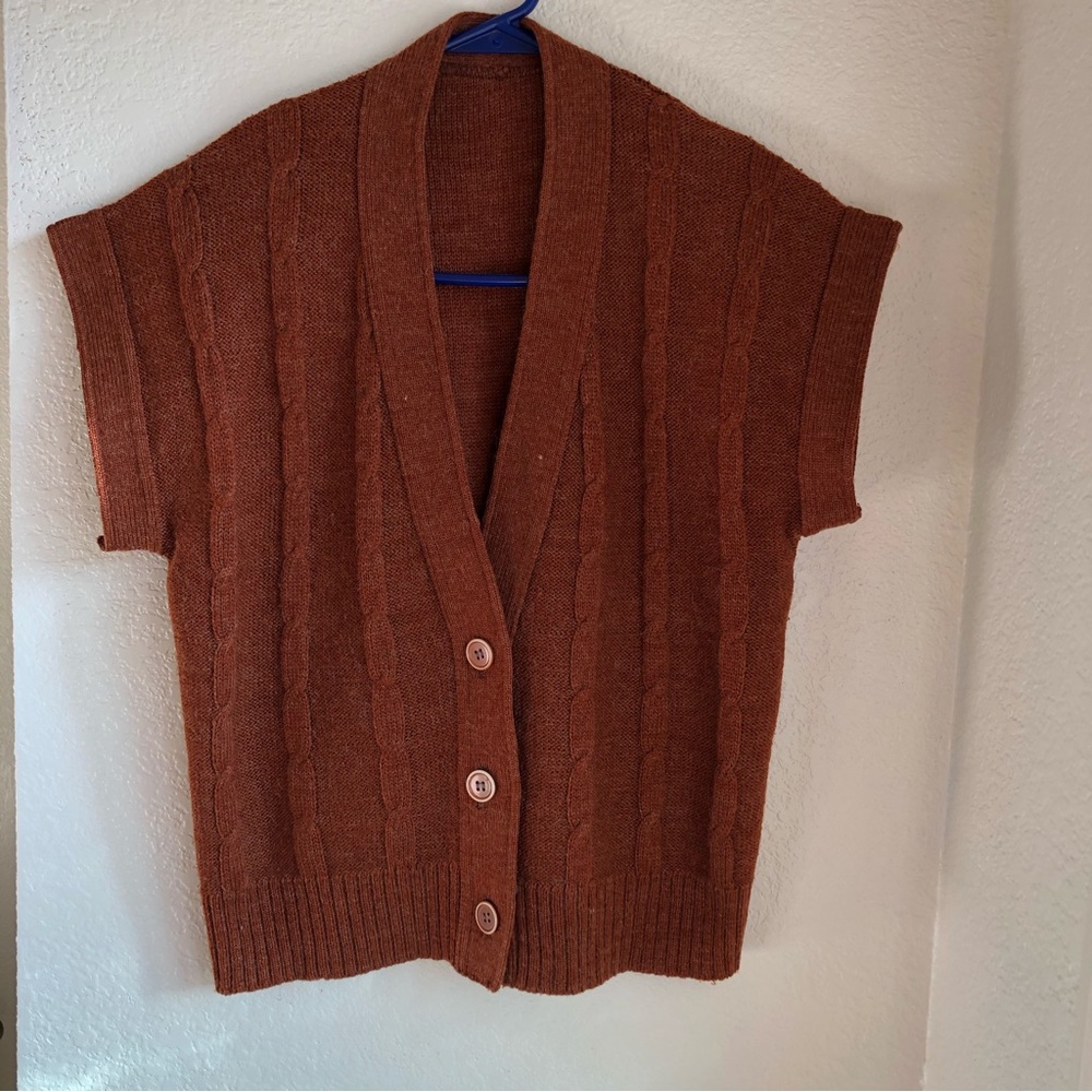 Women’s Vest 100% Wool Orange color Size Small - Picture 1 of 6